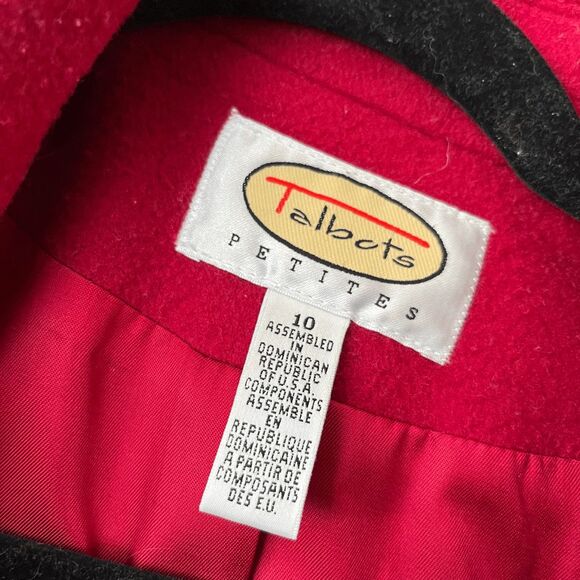 VTG Talbots Red Wool Duffle Coat Horn Toggle Jacket Lined Size M - Picture 4 of 10